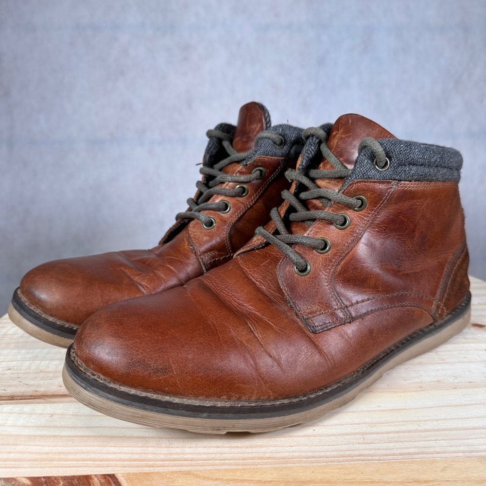 Crevo Leather Chukka Boots Mens 10 Chestnut Brown Good Herringbone Collar